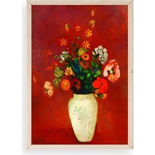 Sinems World Vazoda Çiçek Ahşap Çerçeveli Tablo