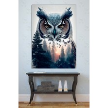 Kış Manzaralı Baykuş Kanvas Tablo Doğa Hayvan Kar Temalı Modern Dekoratif