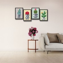 Sinems World 4 Paarça Çerçeve Görünümlü Ahşap Tablo