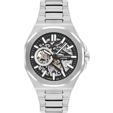 Lee Cooper Erkek 43 mm Çelik Kasa, Siyah Kadran, Otomatik Kol Saati