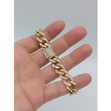 Lagül Aksesuar Xupıng Gurmet Kuyumcu Model 14K Altın Kaplama Zirkon Taşlı Gold Bileklik