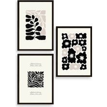 Sinems World Modern Üçlü Ahşap Çerçeveli Tablo