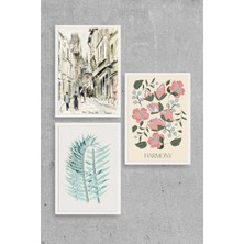 Sinems World Harmony Üçlü Ahşap Çerçeveli Tablo