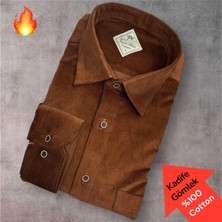 Eren Style Klasik %100 Cotton Uzun Kollu Terletmeyen Kışlık Kadife Gömlek (Regular Kalıp)