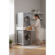Tolia Home Çamaşır Sepeti Çekmeceli Çamaşır Makinası ve Kurutma Makinası Rafı Çamaşır Makinası Üstü Banyo Düzenleyici Raf