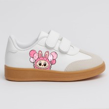 Lias Design Beyaz Balonlu Labulibu Baskılı Bantlı Kauçuk Taban Görünümlü Çocuk Spor Ayakkabı Sneaker