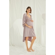 Monamise Kadın Dantelli Hamile Lohusa Sabahlık Takımı 18430