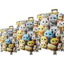 My Saraciye (MY#148 Sevimli Kediler) Valizler Için Kılıf Seti (Kabin Orta ve büyük)