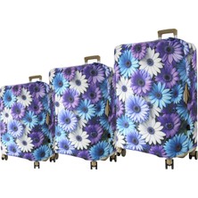 My Saraciye (MY#145 Mor Çiçekler) Valizler Için Kılıf Seti (Kabin Orta ve büyük)