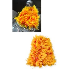 Tusba Market Sarı Kırmızı Renkli Uzun Tüylü Pelüş Oto Vites Körüğü Püskülü – Tüm Araçlara Uyumlu Araç Aksesuarı