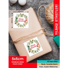 Letbil Reklam Yılbaşı Etiket Ayıcıklı-1, Merry Christmas, 5 Cm-50 Adet Folyo Sticker