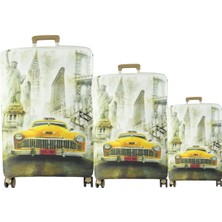 My Saraciye (MY#146 Newyork Taxı) Valizler Için Kılıf Seti (Kabin Orta ve büyük)