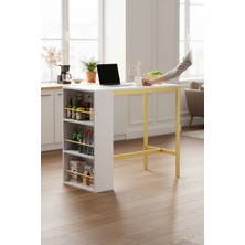 Tolia Home Raflı Metal Ayaklı Mutfak Masası Bar Masası Çok Amaçlı Masa Çalışma Masası