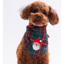 Pawstar Santa Sprinkles Noel Baba Nakışlı Ekose Desen Yeşil Kedi Köpek Fuları Pet Bandana Köpek Bandanası
