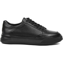Celal Gültekin Erkek Siyah Kalın Tabanlı Deri Sneaker