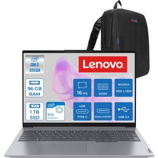 Lenovo Thinkbook 16 Gen6 Irl Intel Core I7 13700H 96GB Ddr5 1tb SSD Freedos Iris Xe Graphics 16" Wuxga (1920X1200) IPS 300NITS Taşınabilir Bilgisayar T21KH00WATRF59 + Zetta Çanta