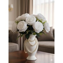 Yasima 10 Kafalı Beyaz Ingiliz Gülü Özel Gün ve Ev Dekorasyonu