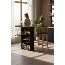 Tolia Home Raflı Metal Ayaklı Mutfak Masası Bar Masası Çok Amaçlı Masa Çalışma Masası