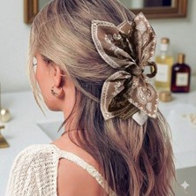 Bacoss Kahverengi Desenli Fiyonk Tasarım Mandal Toka (BC-1253)