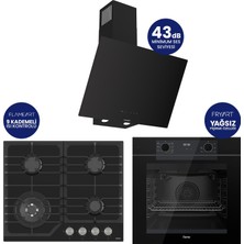 Ferre Fryart Digital Asimetrik Siyah Cam Ankastre Set QEP63CS+NT025-WFA+D077-SA