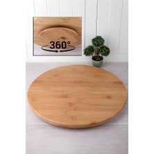 Tex Republic Balsa Bambu 360° Dönerli Lüx Servis Sunum Tabağı-Pizza Sunum Tahtası 34 cm (TEXDPT34)