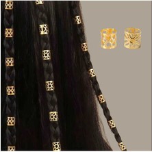 Bacoss Bohem Saç Halkası-Saç Küpesi Oyuk Çiçek Tasarım 10 Lu Hair Charms (BC-1183 )
