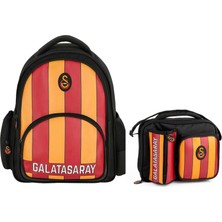 Galatasaray Erkek Çocuk Çizgi Baskılı Suni Deri Sırt Çantası ve Beslenme Çantası Seti - SETME25556B
