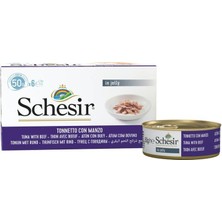 Schesir Ton Balıklı ve Biftekli Jelly Kedi Yaş Maması 50GR 6lı Kedi Konserve Islak Mama
