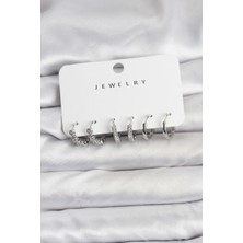 Nuvigo Gümüş Renk Pirinç Zirkon Taşlı Kadın Küpe Seti - TJ-BKP11476