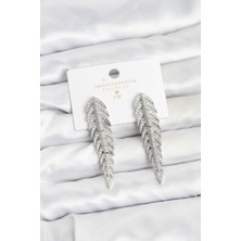 Nuvigo Pirinç Gümüş Renk Balık Sırtı Model Zirkon Taşlı Kadın Küpe - TJ-BKP11517