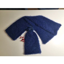 Hediye Seti/ Özel Kutulu El Örgüsü Atkı ve Bere Takımı-Mavi