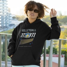Tişört Kodu Volleyball Mom – Baskılı Kapüşonlu Oversize Sweatshirt