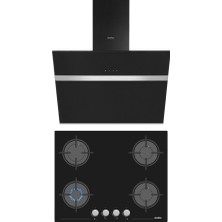 Simfer Siyah Cam 2'li Ankastre Set (Ocak + Davlumbaz)