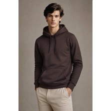 Damga Erkek Premium Salaş Kahve Kapşonlu Sweatshirt