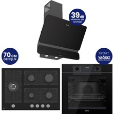 Ferre Fryart Digital 5 Gözlü Siyah Cam Ankastre Set QEP63CS+BL135+D080-SA