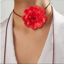 Bacoss Choker Kolye Saten  Gül Tırtıklı Tasarım (BC-1144 )
