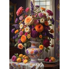 Nova Puzzle 1000 Parça Meyveli Çiçek Kompozisyonu Puzzle - Vazoda Çiçekler ve Meyveler