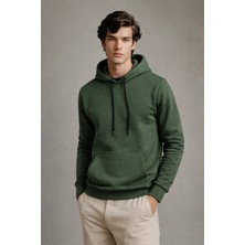 Damga Erkek Premium Salaş Haki Kapşonlu Sweatshirt