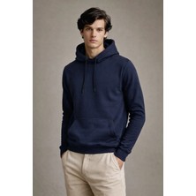 Damga Erkek Premium Salaş Mavi Kapşonlu Sweatshirt