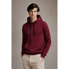 Damga Erkek Premium Salaş Bordo Kapşonlu Sweatshirt