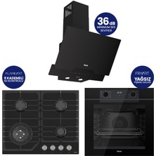 Ferre Fryart Digital Asimetrik Siyah Cam Ankastre Set QEP63CS+NT025-WFA+D063-SA