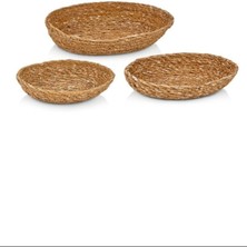 Çavdar Group Hasır 3'lü Mini Düzenleyici Seti El Yapımı Oval 3 Adet Organizer Sepet