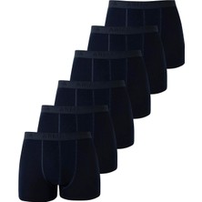 Arma Yıldız 6'lı Paket Erkek Pamuklu Likralı Esnek Kumaş Lacivert Boxer