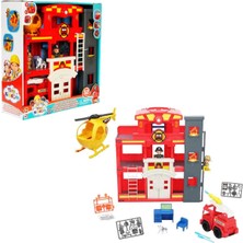 PopŞeker Sesli ve Işıklı Tiny Kiddom Itfaiye Istasyonu Oyun Seti – 32 Parça Figürlü ve Helikopterli Macera Seti