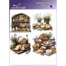 Lineart N: 92 Ekmek Sepeti Desenli Kumaş Transfer, Ahşap Transfer, Rub On Transfer 30*30 cm