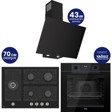 Ferre Fryart Digital 5 Gözlü Siyah Cam Ankastre Set QEP63CS+BL135+D077-SA