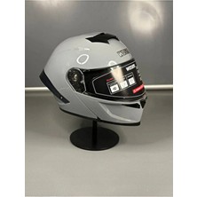 Wosen WS-202 Güneş Gözlüklü Çene Açılır Kask Cement Grey Şeffaf Vizörlü L Beden Dayanıklı Malzeme