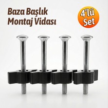 Badem10 Metal Baza Başlık Vidası (4 Adet) 7 cm 5 16 Inç Siyah Kulplu Sağlam Aparatlı Mobilya Bağlantı Vidası