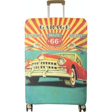 My Saraciye (MY#155 Route 66) Valiz Için kılıf Kırmızı-Mavi-Büyük Boy