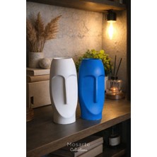 Mosarte Stoneface Series Minimalist Soyut Yüz Vazo / Heykel – Modern Dekoratif Obje 2'li Set